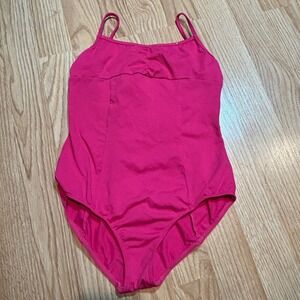 Bloch Girls Hot Pink Rhinestone Pinch Front Keyhole Back Dance Leotard Size 14